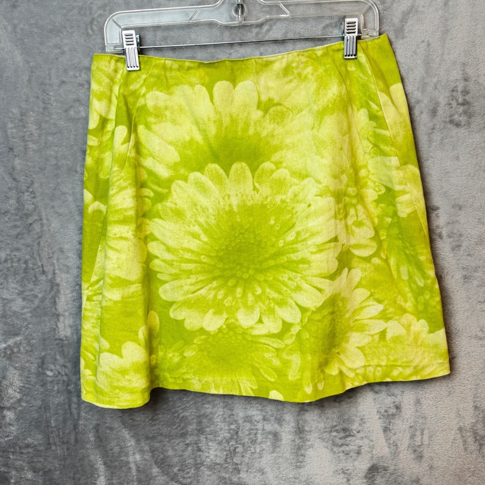 Tahari Mini Skirt Womens 6 Green Floral 4016143 Cottage Core1 Y2K Retro Summer